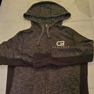 Cyclebar Dark gray/Black full zip hoodie, Size M, Weathered white screen printed